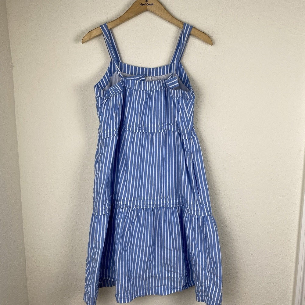Pact Size M Easy Sunset Cami Dress Blue Striped Coastal Organic Cotton Tiered - Picture 6 of 10
